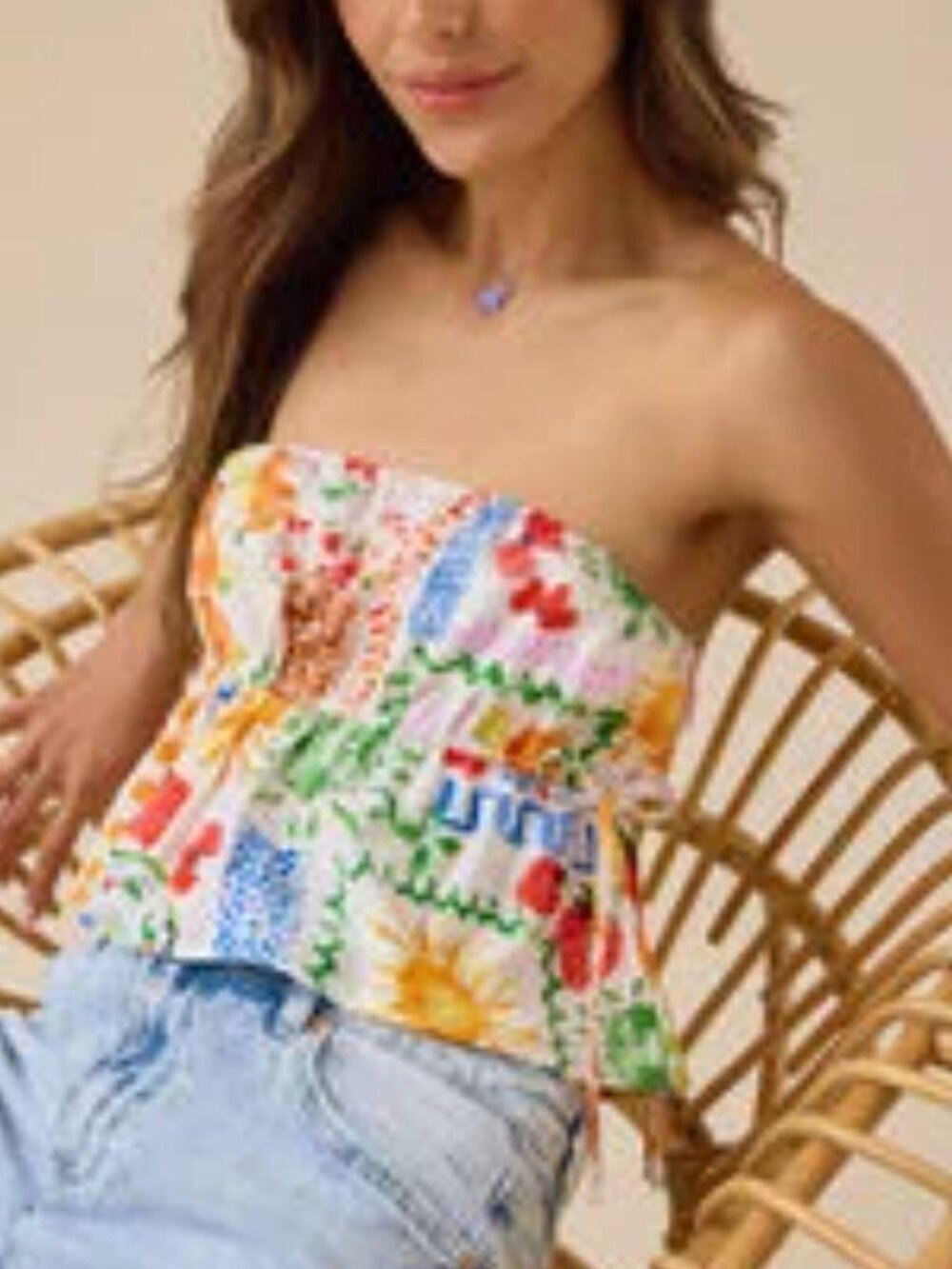 Altar'd State Women's strapless Multi Blouse